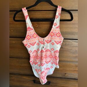 Aerie Pink and Orange Textured Swimsuit